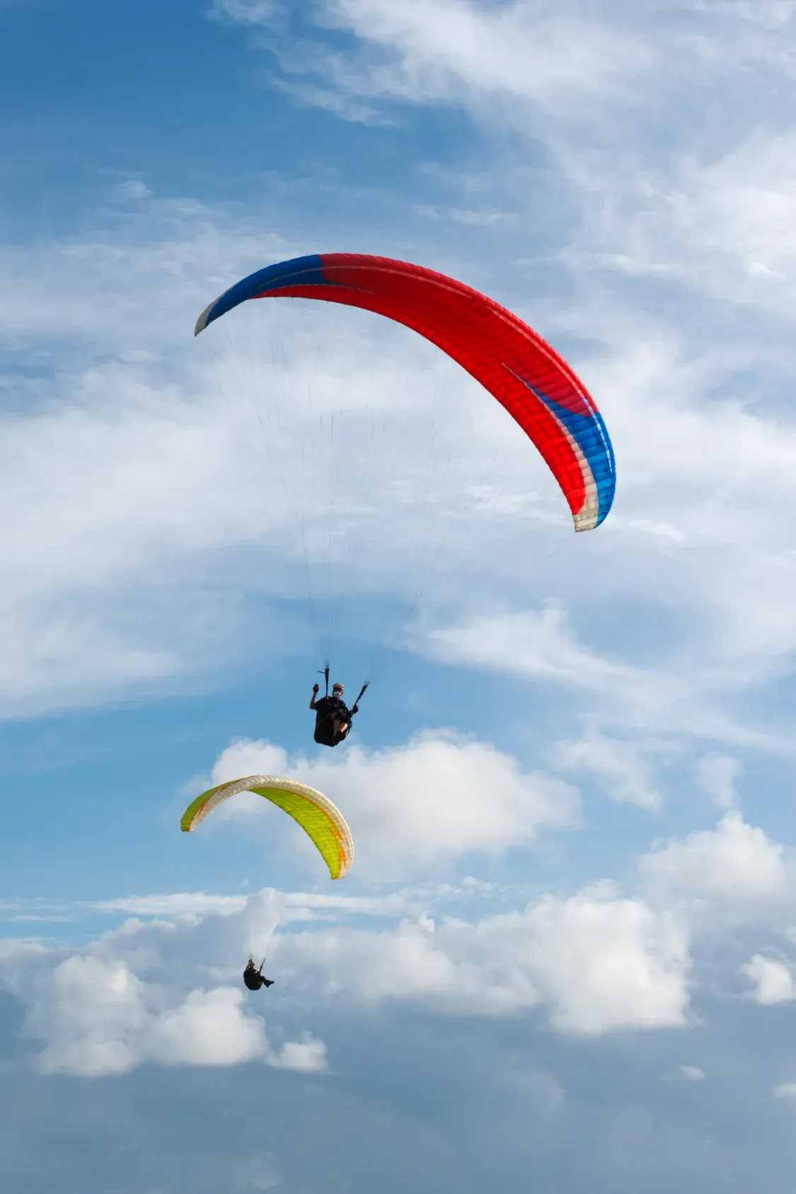 Canopy flight above the coastline